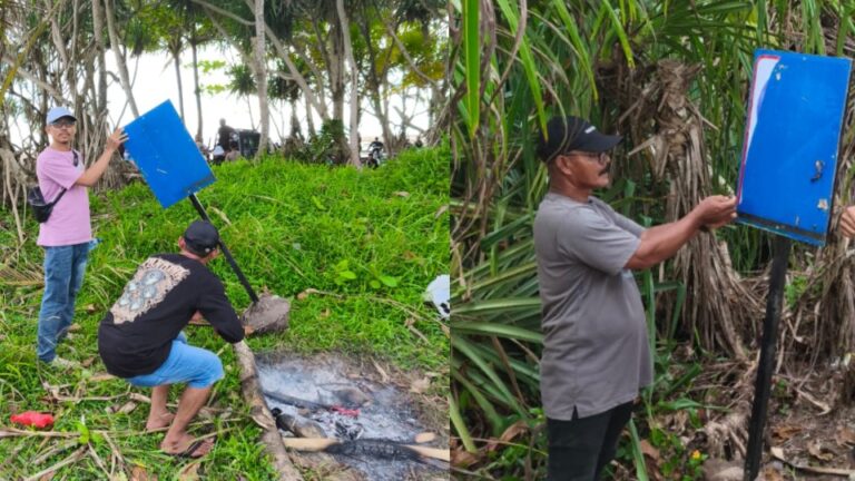 Duh! Sejumlah Rambu Himbauan Kebersihan di Pantai Minajaya Hilang hingga Dirusak