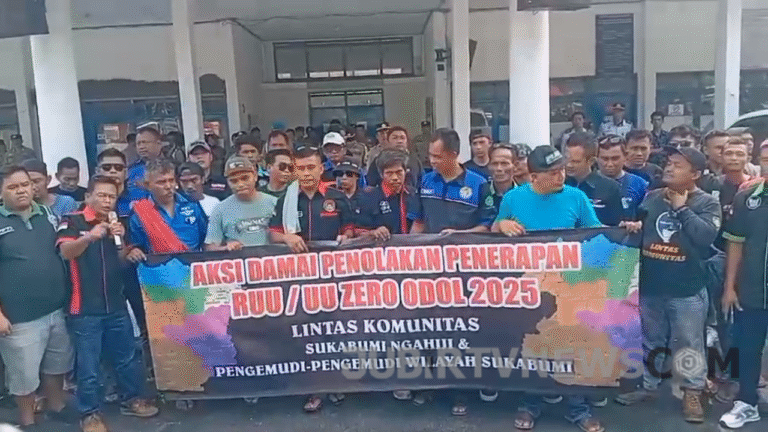 Tolak RUU ODOL 2025, Ratusan Sopir Truk Sukabumi Gelar Aksi di Kantor Dishub
