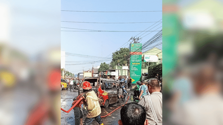 Tragedi Pagi Hari: Angkot trayek Goalpara–Sukabumi Terbakar di Sukaraja, Sopir Luka Bakar Serius