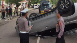 Kecelakaan Beruntun di Palabuhanratu: Mobil Pajero Terbalik, Tiga Orang Luka