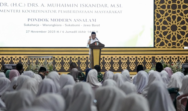 Menko Pemberdayaan Masyarakat Muhaimin Iskandar di Pondok Pesantren (Ponpes) Modern Assalam. | Foto: Ist