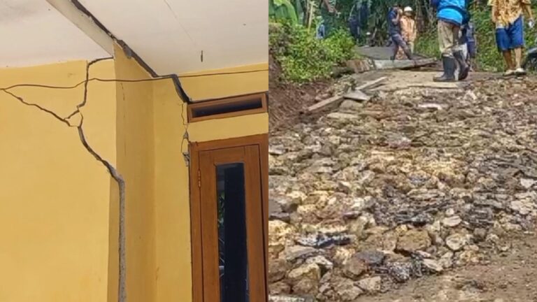 Hujan Lebat Picu Pergerakan Tanah, Sejumlah Fasum dan Rumah Warga Warungkiara Terdampak