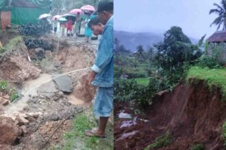 Bencana longsor yang terjadi di Cibadak (kiri) dan Cicantayan (kanan), pada Kamis (4/12/2025). | Foto: Dok. BPBD Kabupaten Sukabumi