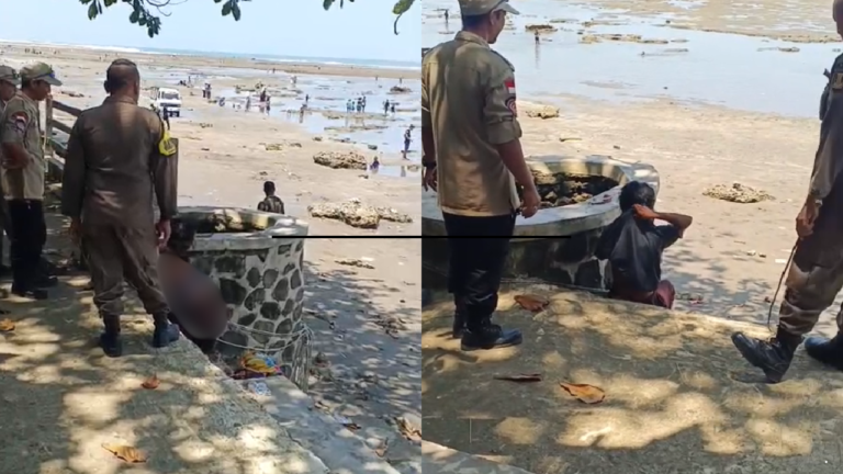 Satpol PP Tangani ODGJ Tanpa Busana di Pantai Minajaya Sukabumi Secara Humanis